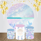 Lofaris Fantasy Mermaid Pearl Round Birthday Backdrop Kit
